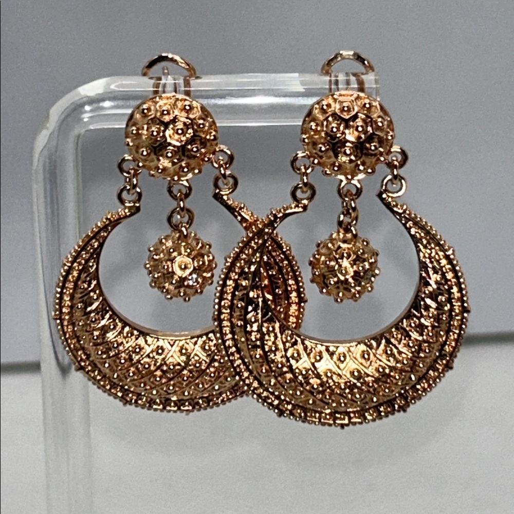 NWOT Rose Gold Plated Bronze Earrings By Designer PAJ